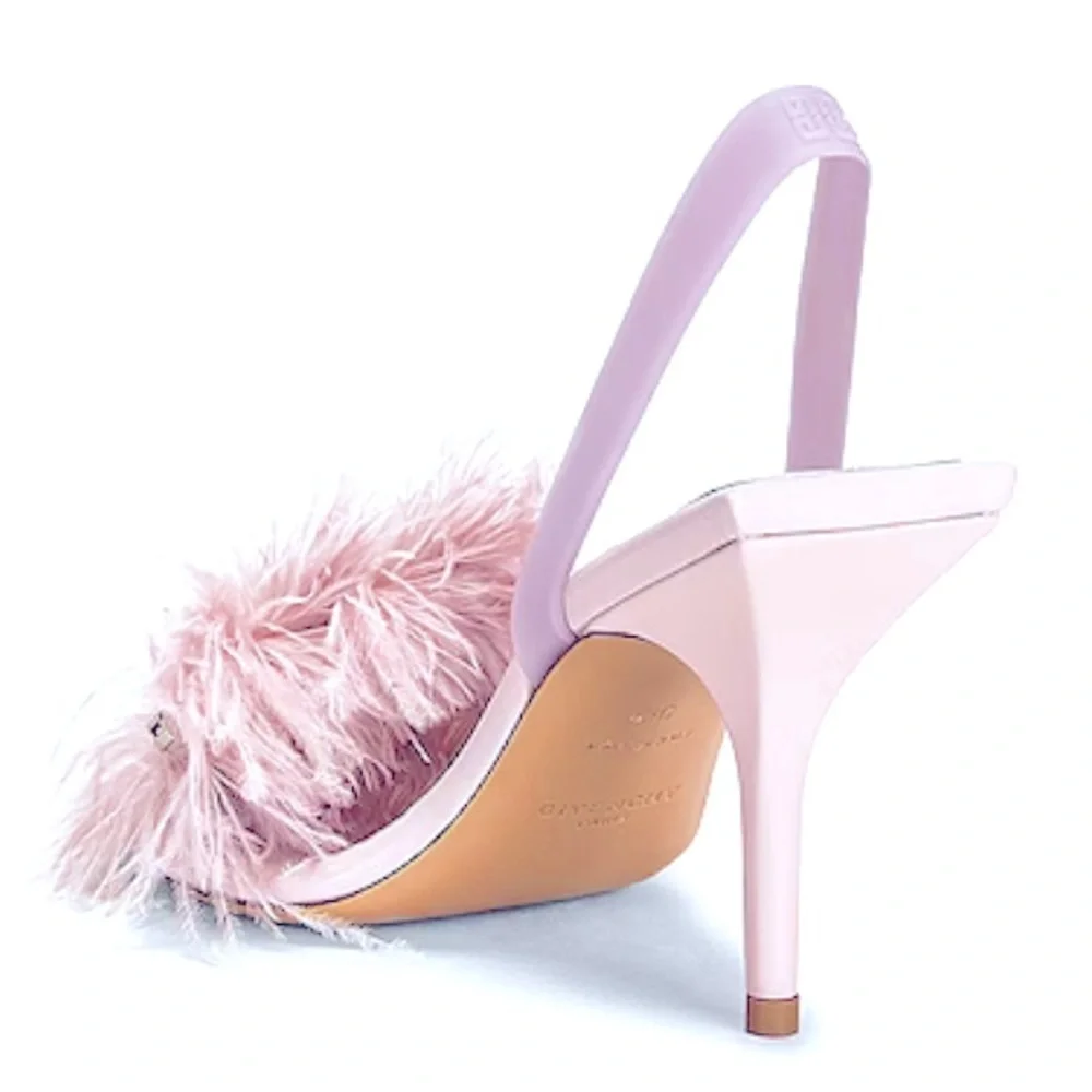 NWT GIVENCHY FEATHER CHAINED SLINGBACK SANDALS - Picture 6 of 7
